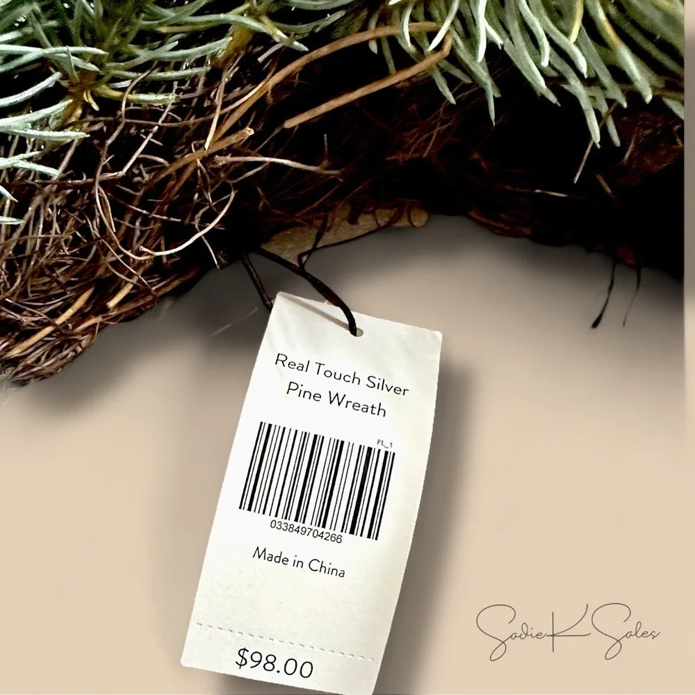 Real Touch Silver Pine Wreath - Magnolia Market Christmas Decor by Joanna Gaines